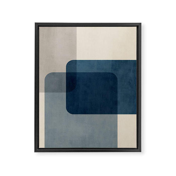 Classy Blue Beige Geometric II Framed Canvas Print Gallery Image 1