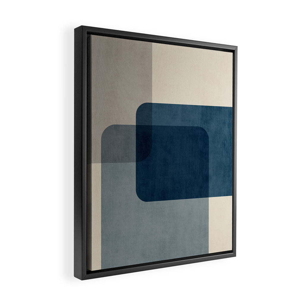 Classy Blue Beige Geometric II Framed Canvas Print Gallery Image 2