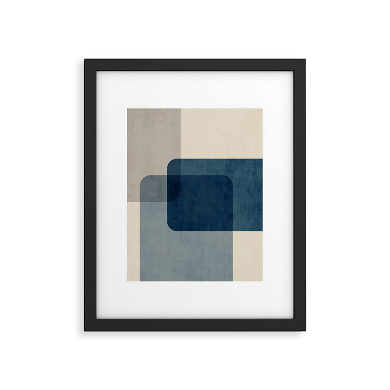 Classy Blue Beige Geometric II Framed Art Print Gallery Image 5