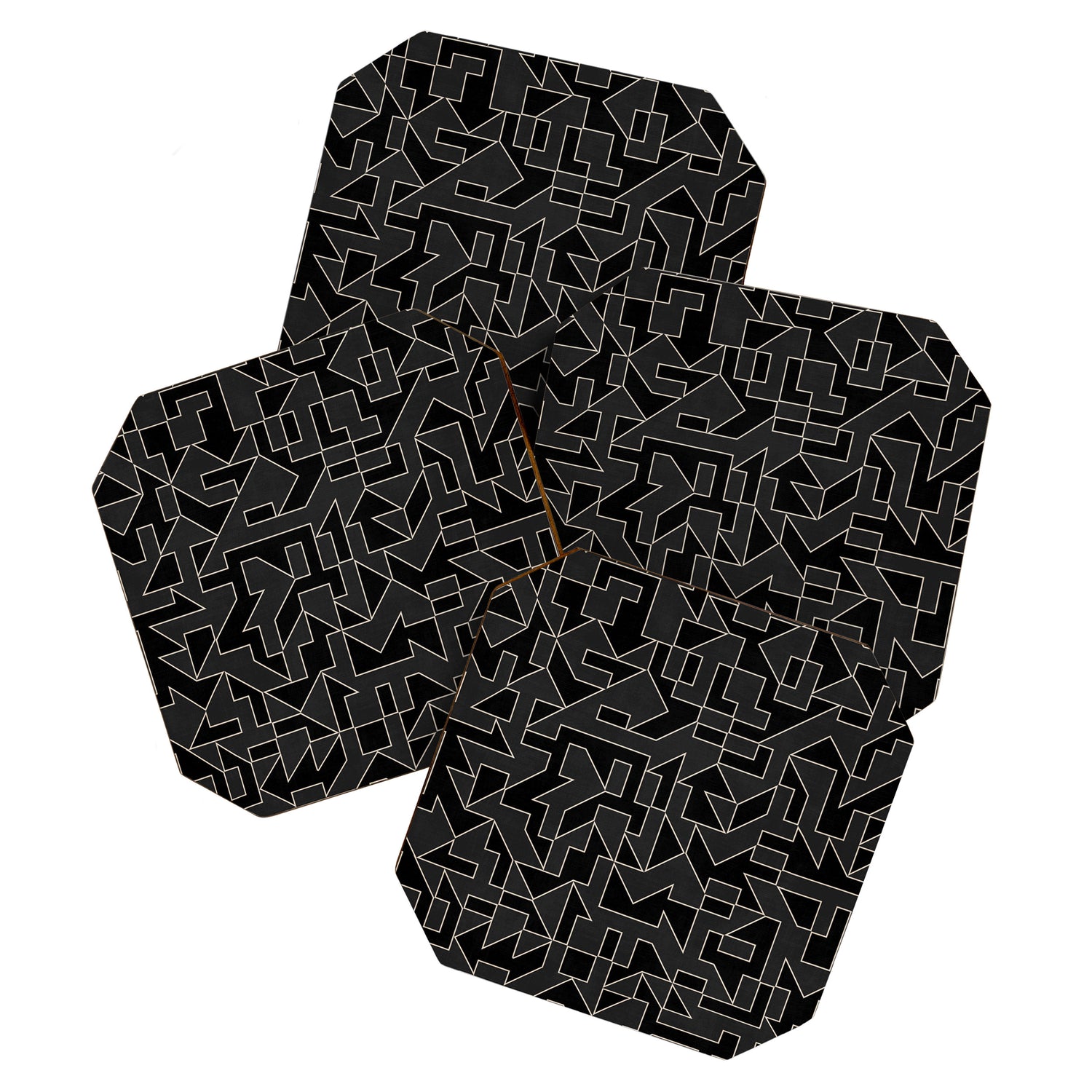 Classy Elegant Black White Gray Modern Artwork Coaster Gallery Image 1