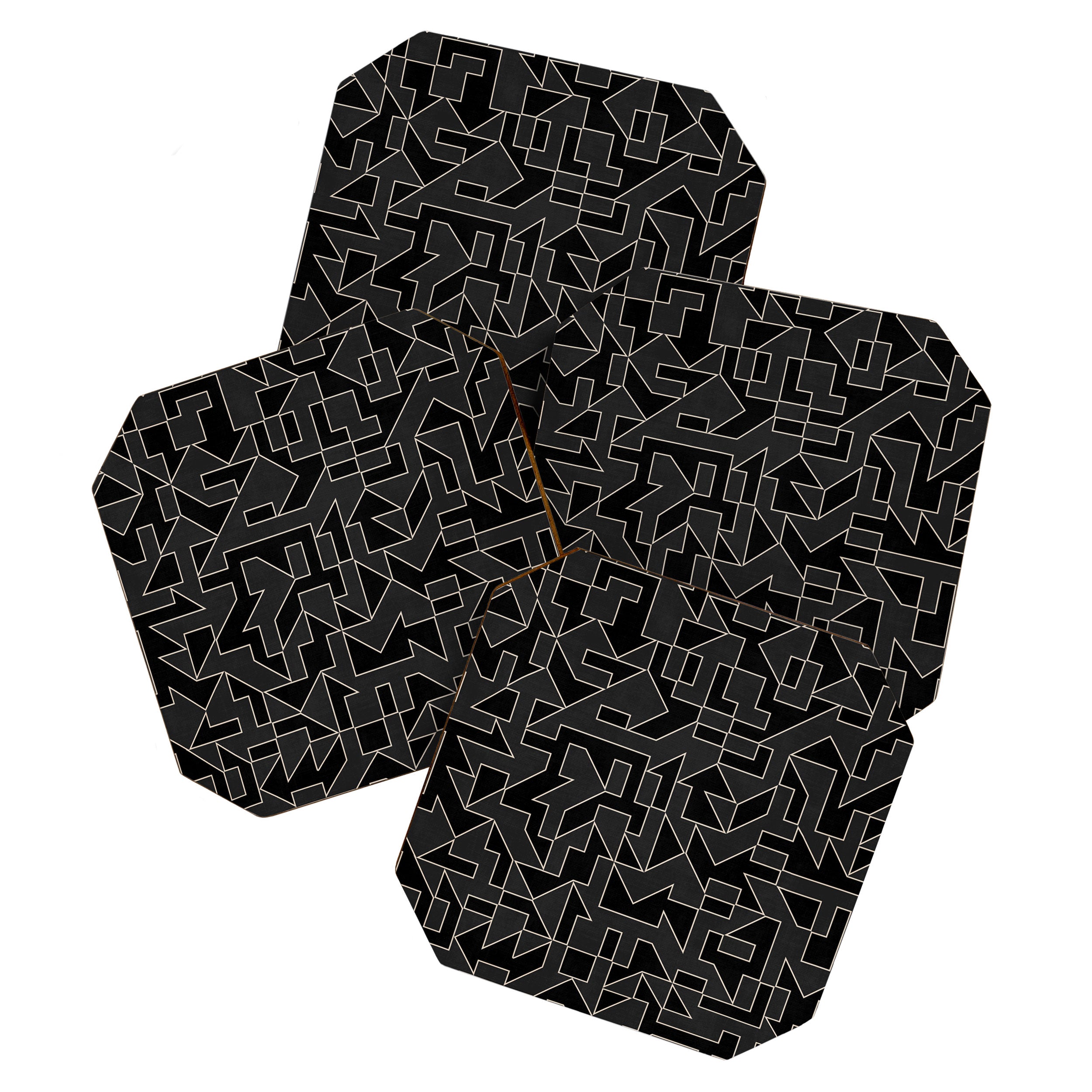 Classy Elegant Black White Gray Modern Artwork Coaster Gallery Image 1