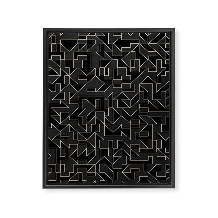 Classy Elegant Black White Gray Modern Artwork Framed Canvas Print Gallery Image 1