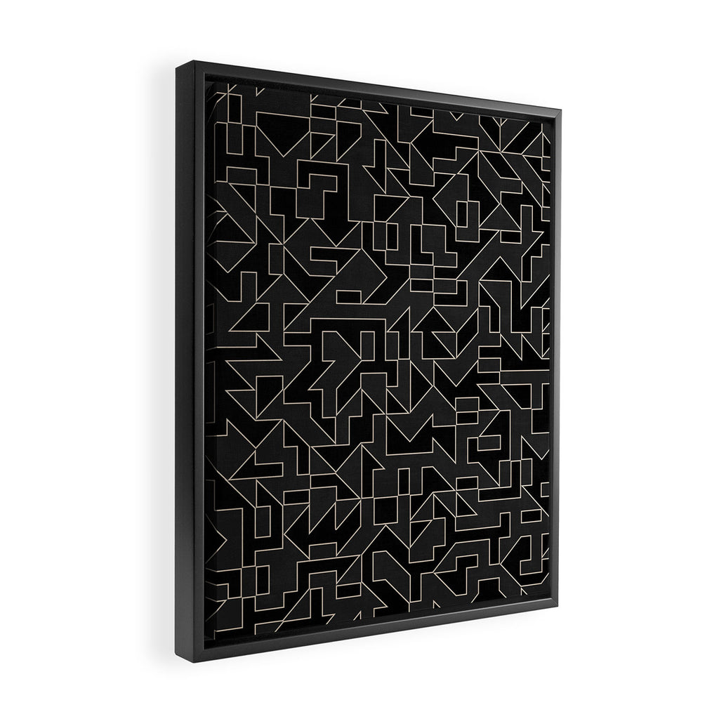 Classy Elegant Black White Gray Modern Artwork Framed Canvas Print Gallery Image 2