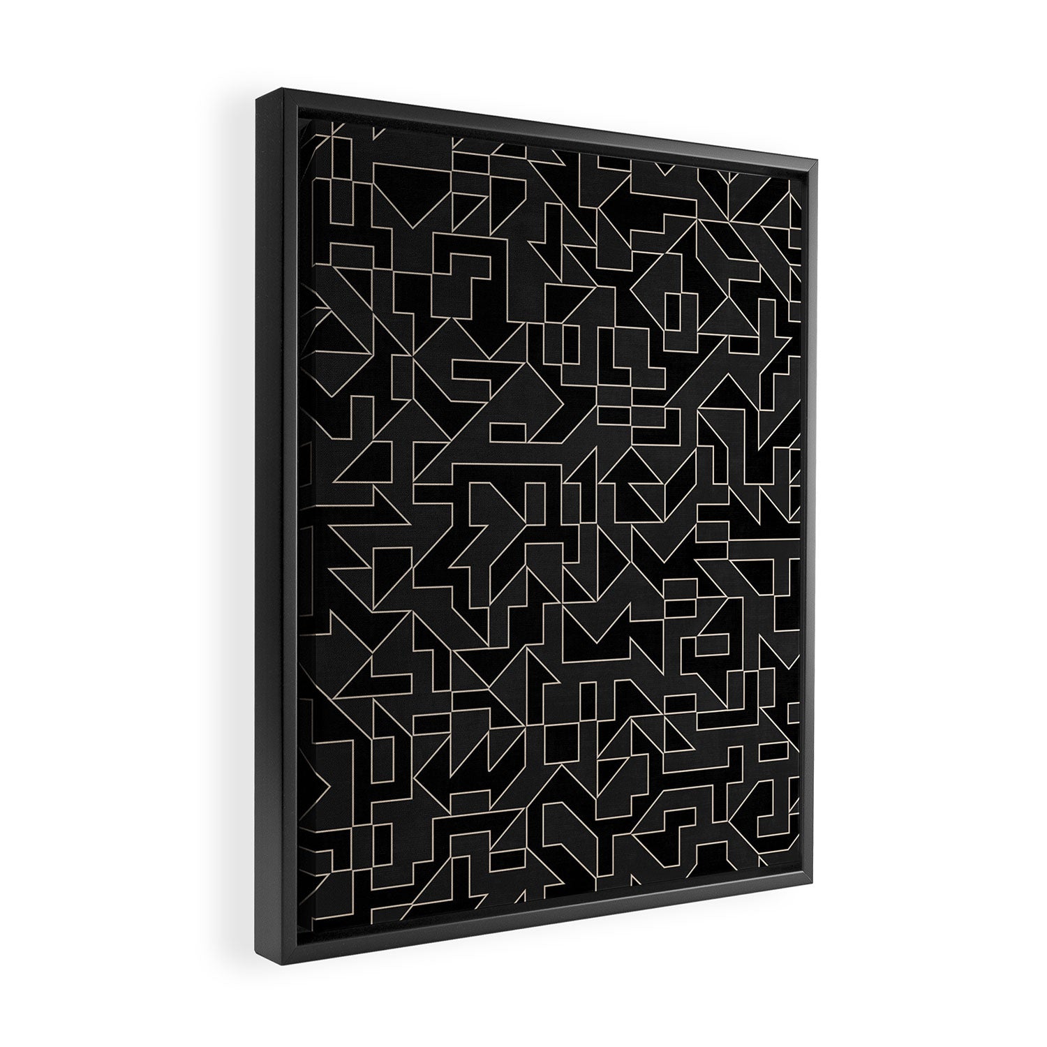 Classy Elegant Black White Gray Modern Artwork Framed Canvas Print Gallery Image 2