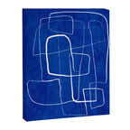 Cobalt Blue White Line Art Minimalist Artwork Canvas Print Gallery Image 6