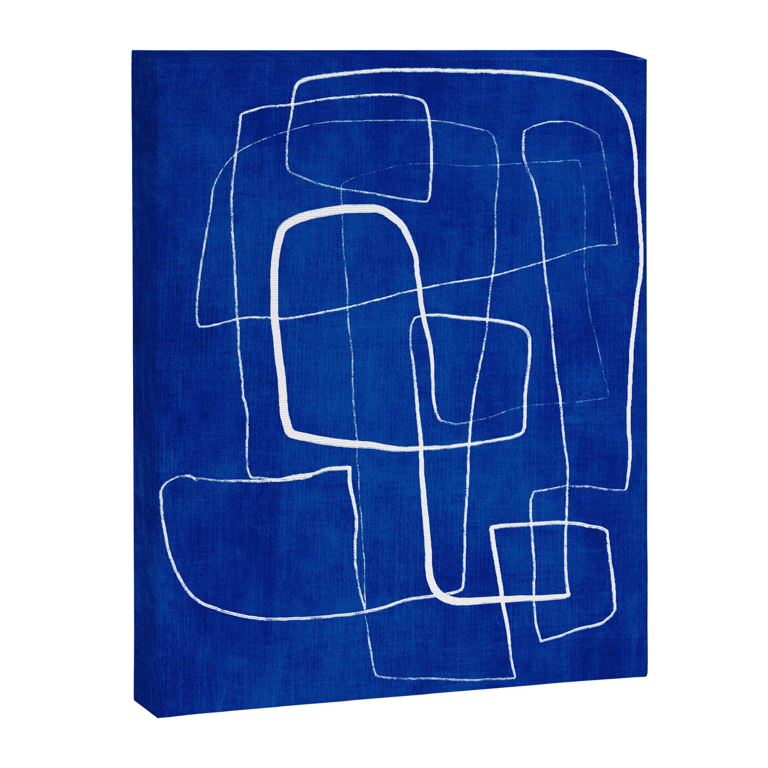 Cobalt Blue White Line Art Minimalist Artwork Canvas Print Gallery Image 6