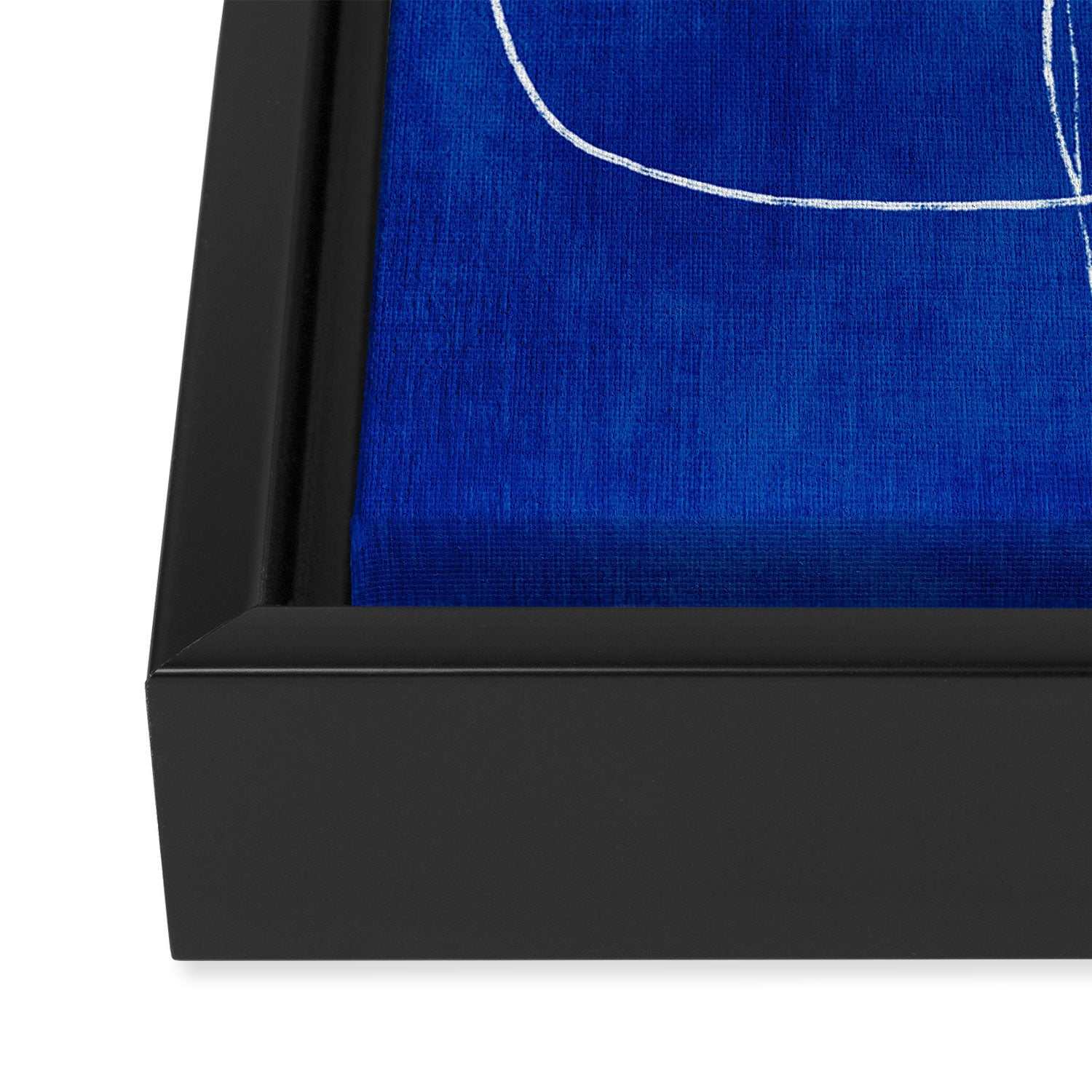 Cobalt Blue White Line Art Minimalist Artwork Framed Canvas Print Gallery Image 3