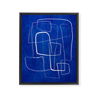 Cobalt Blue White Line Art Minimalist Artwork Framed Canvas Print Gallery Image 6