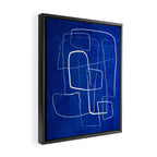 Cobalt Blue White Line Art Minimalist Artwork Framed Canvas Print Gallery Image 2