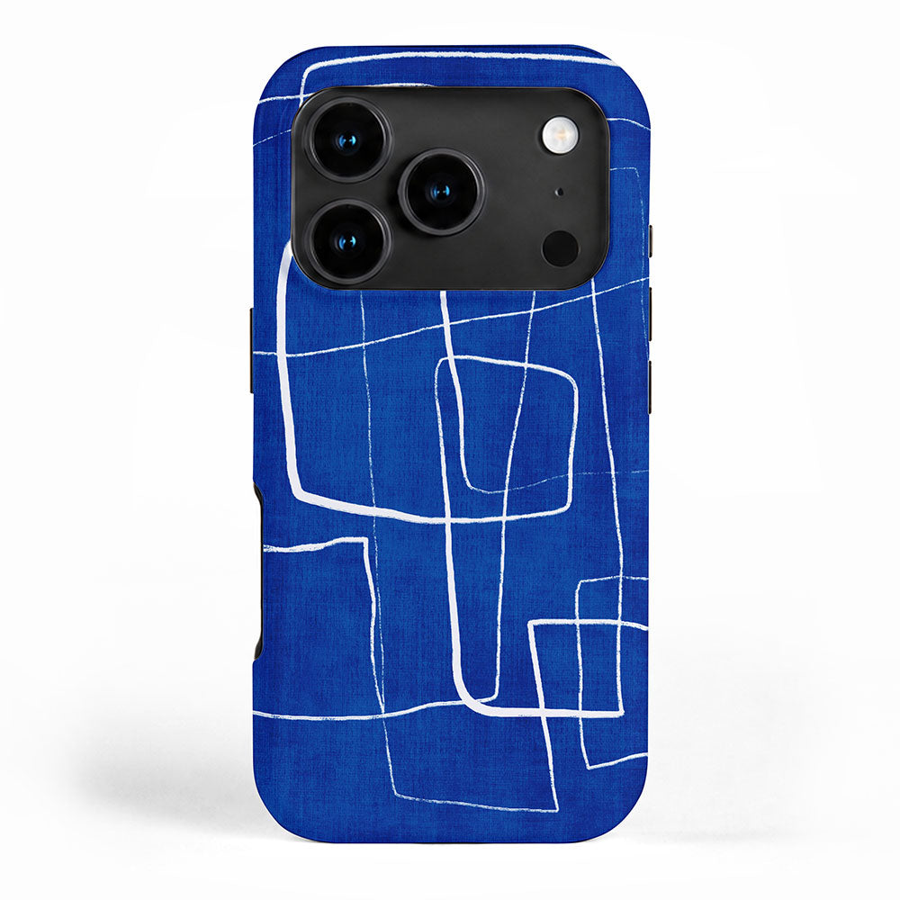 Cobalt Blue White Line Art Minimalist Artwork iPhone Case Gallery Image 1
