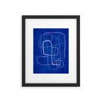 Cobalt Blue White Line Art Minimalist Artwork Framed Art Print Gallery Image 5