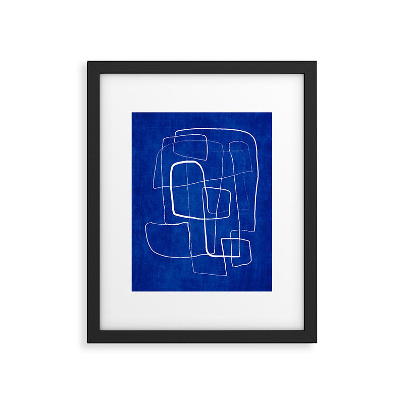 Cobalt Blue White Line Art Minimalist Artwork Framed Art Print Gallery Image 5
