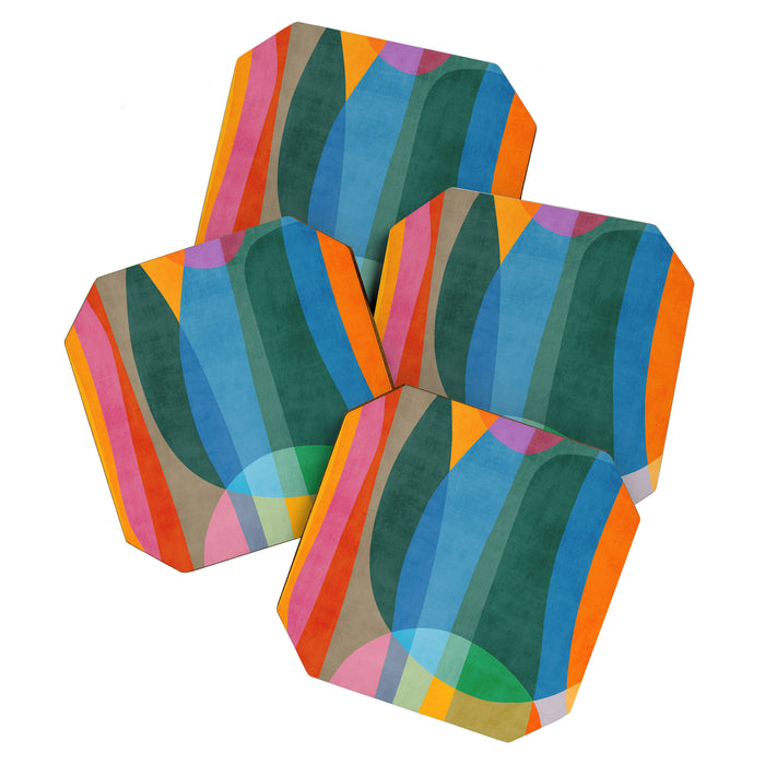 Colorful Bright Vibrant Modern Abstract Artwork Coaster Gallery Image 1