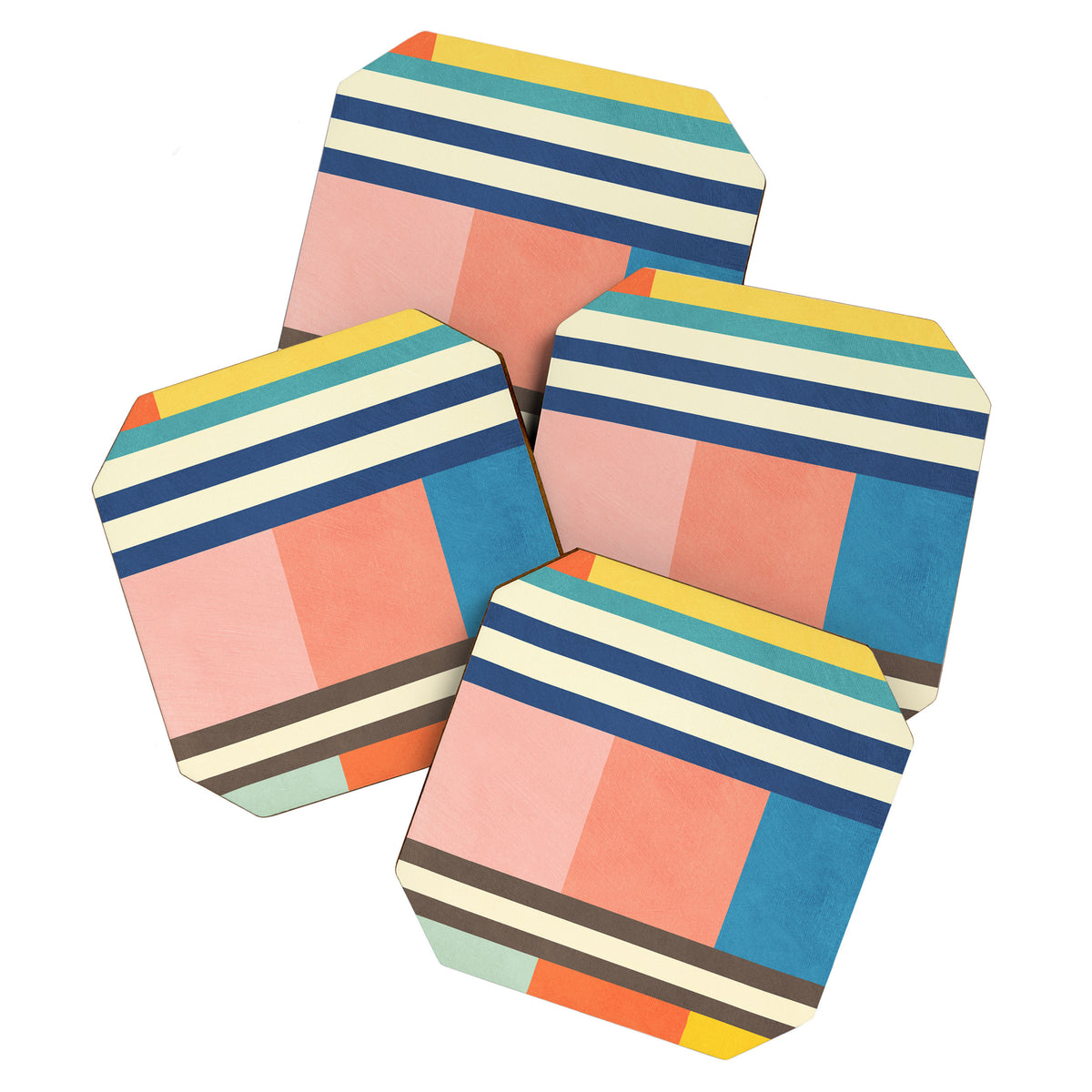 Colorful Geometric Design Bright Pastel Tones Coaster Gallery Image 1