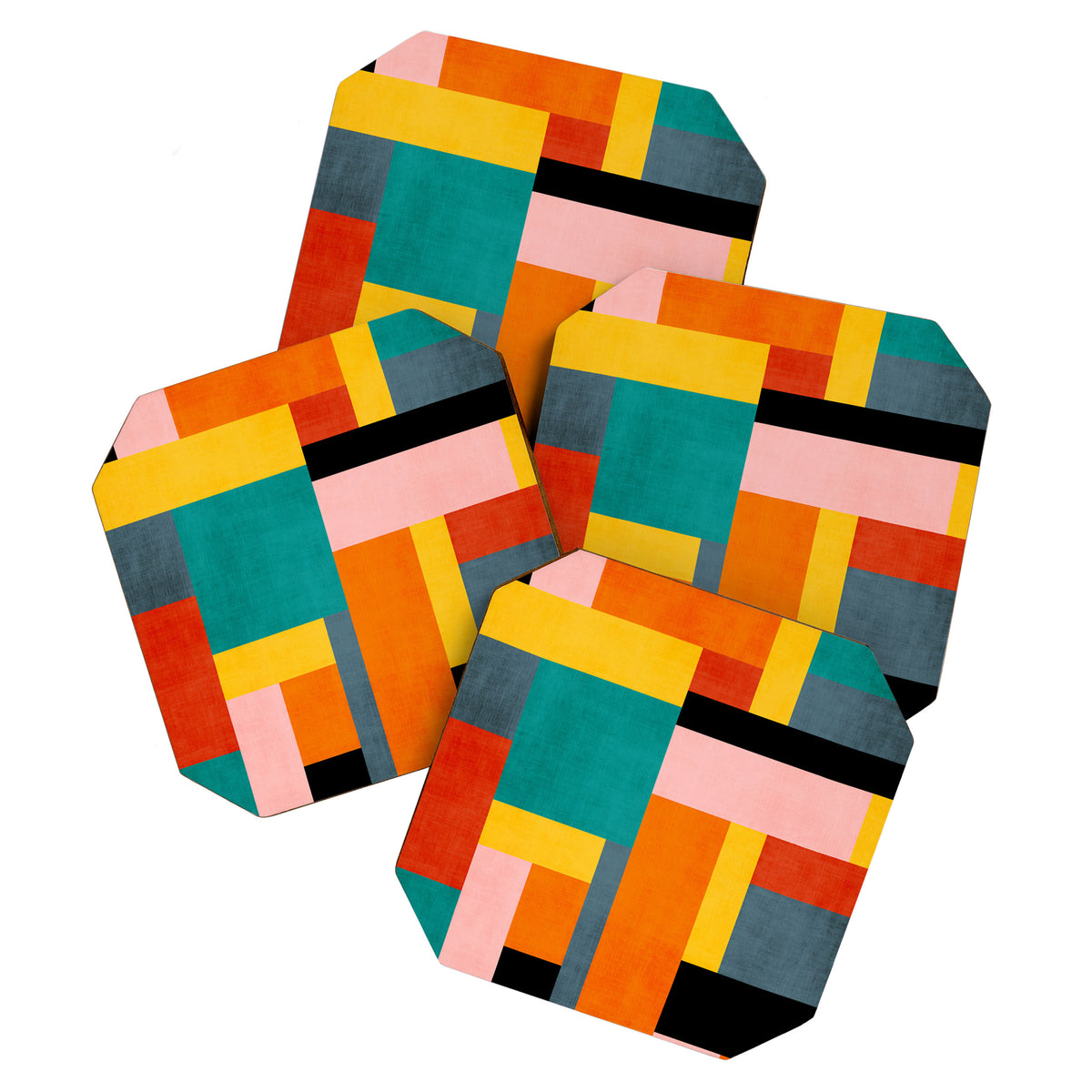 Colorful Geometric Modern Patchwork Design Coaster Gallery Image 1