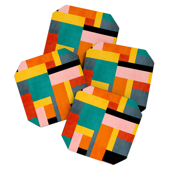 Colorful Geometric Modern Patchwork Design Coaster Gallery Image 1