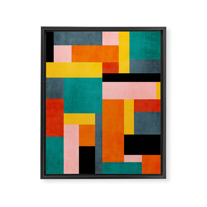 Colorful Geometric Modern Patchwork Design Framed Canvas Print Gallery Image 1