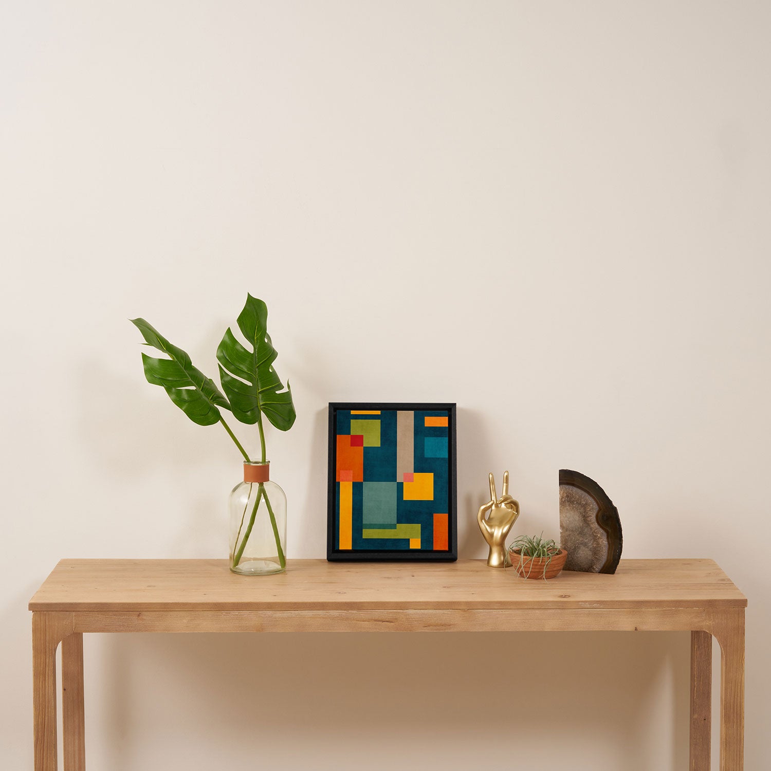 Colorful Geometric Shapes Navy Background Modern Artwork Framed Canvas Print Gallery Image 4