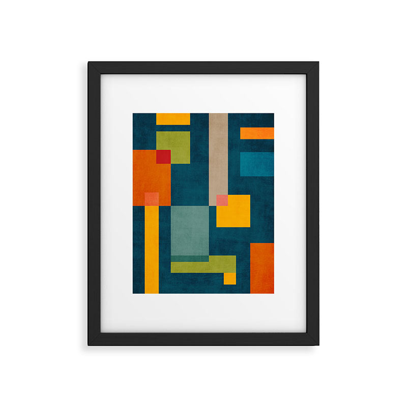 Colorful Geometric Shapes Navy Background Modern Artwork Framed Art Print Gallery Image 5