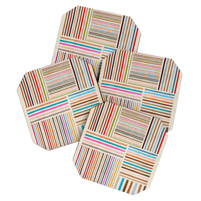 Colorful Lines Playful Modern Artwork Coaster Gallery Image 1