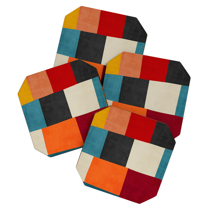 Colorful Modern Patchwork Abstract Art Coaster Gallery Image 1