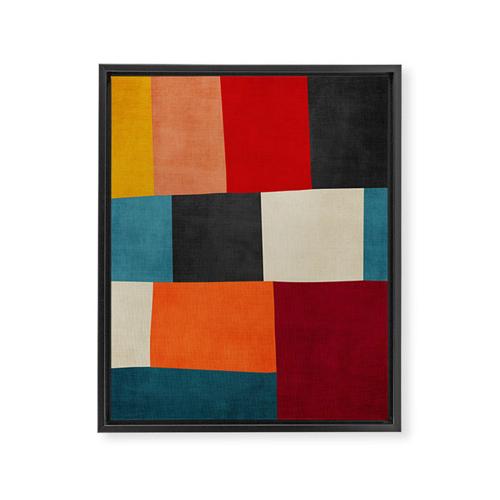 Colorful Modern Patchwork Abstract Art Framed Canvas Print Gallery Image 1