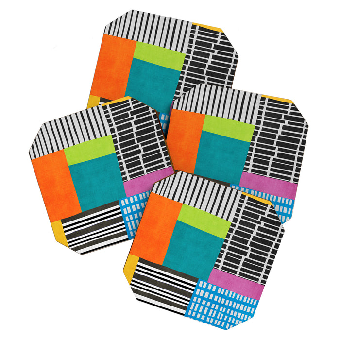 Colorful Patchwork Design Artwork Coaster Gallery Image 1