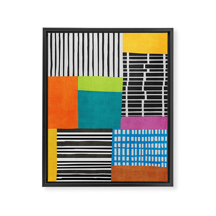 Colorful Patchwork Design Artwork Framed Canvas Print Gallery Image 1