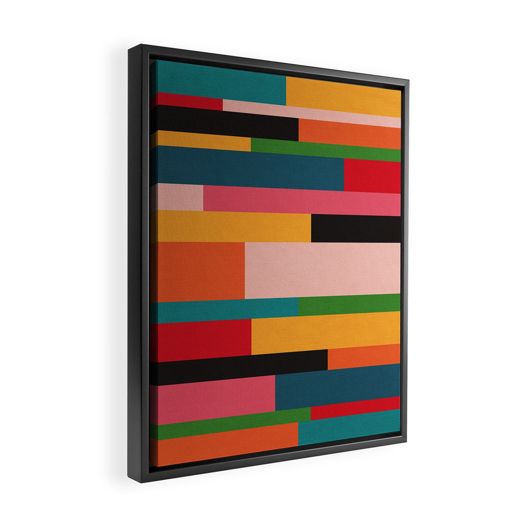 Colorful Patchwork MCM Art Framed Canvas Print Gallery Image 2