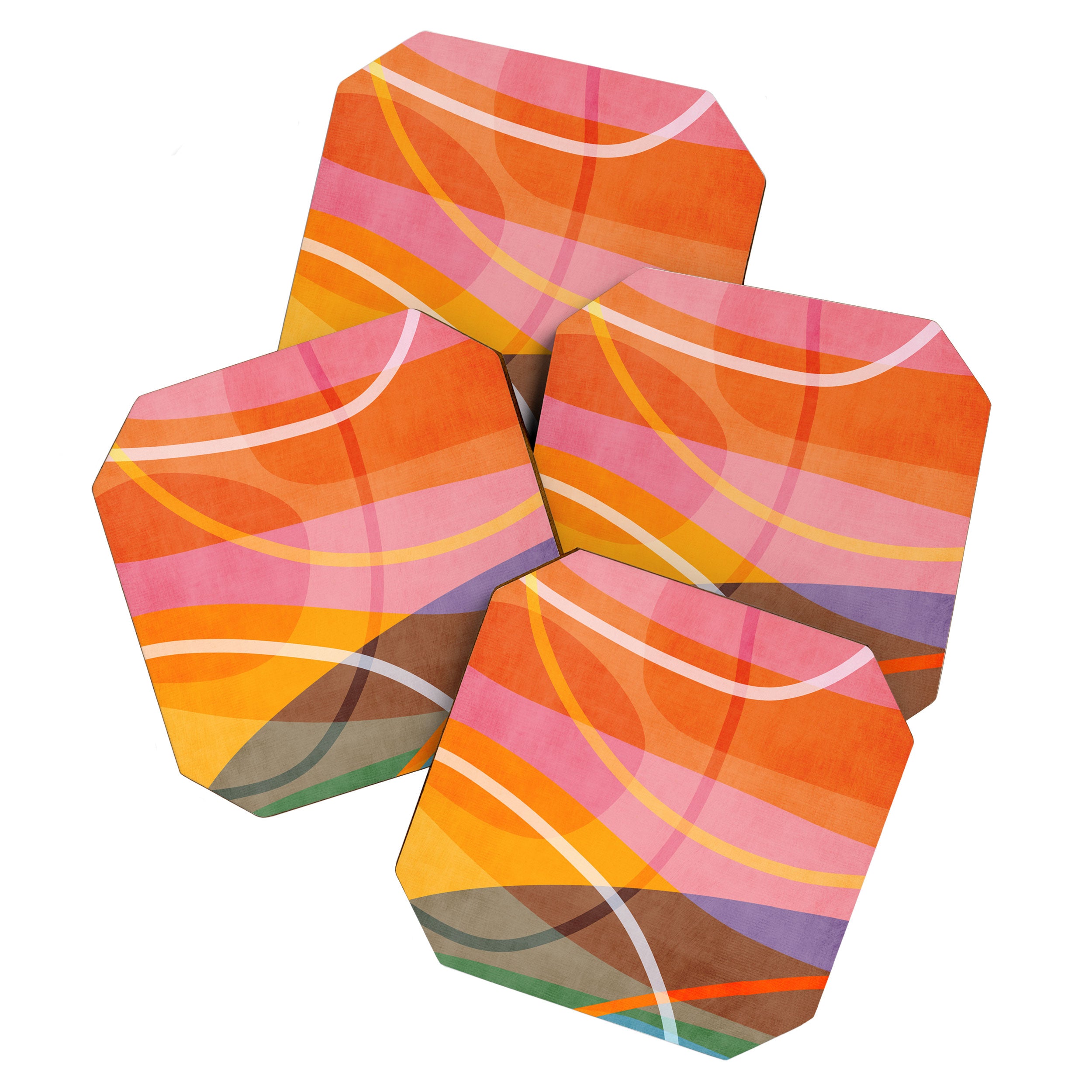 Colorful Shapes Lines Modern Bold Artwork Coaster Gallery Image 1