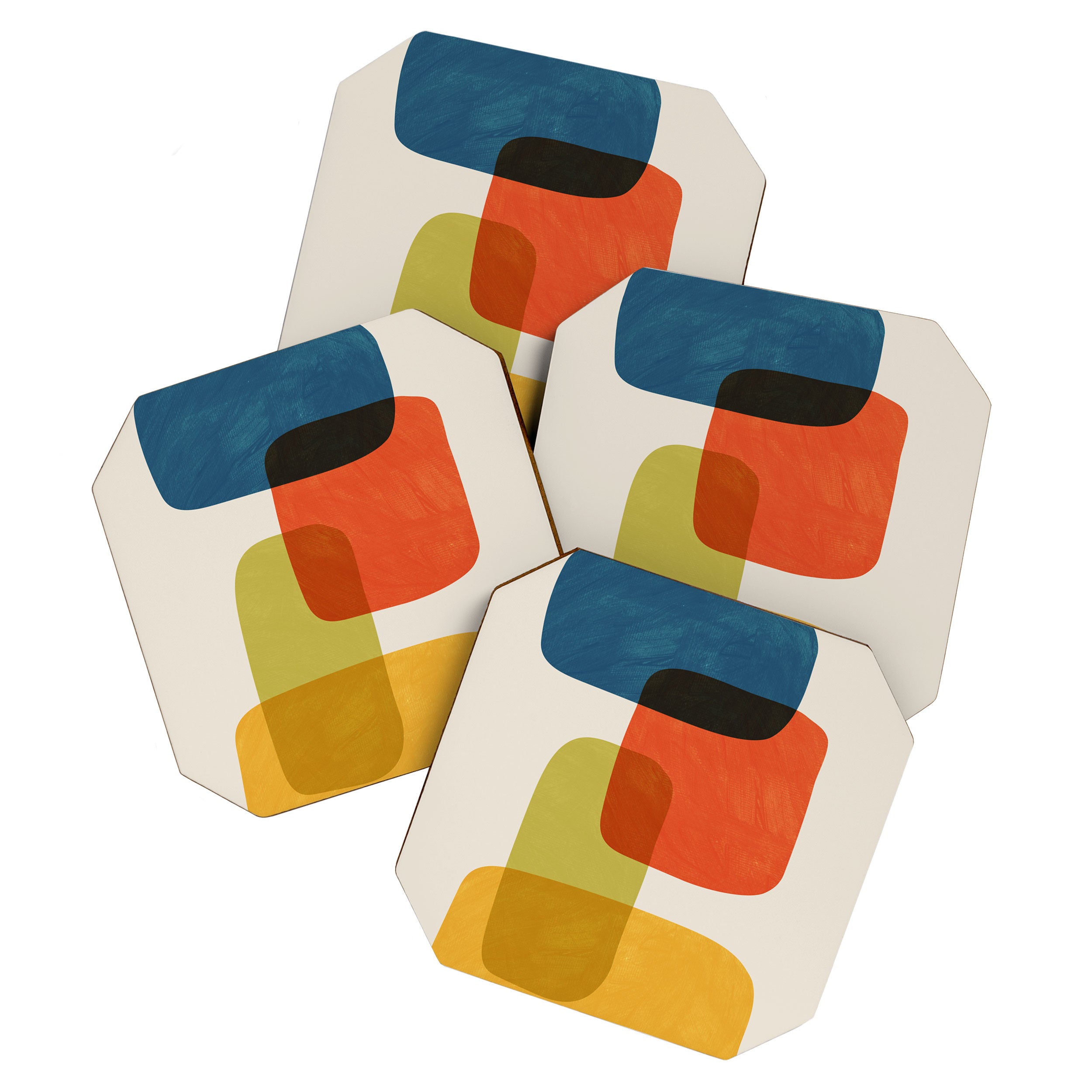 Colorful Stones Yellow Orange Blue Green Coaster Gallery Image 1