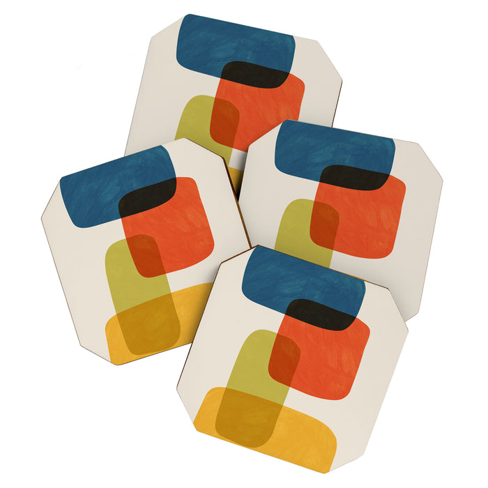 Colorful Stones Yellow Orange Blue Green Coaster Gallery Image 1
