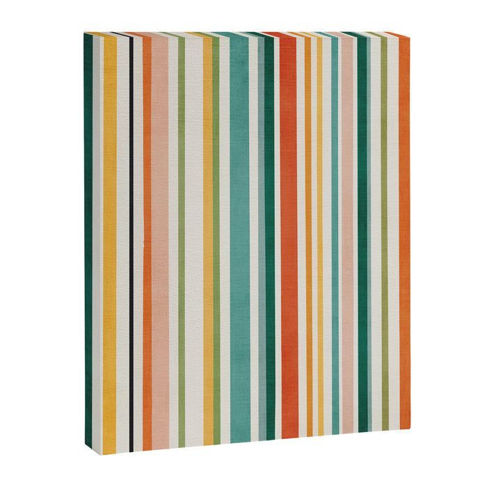Colorful Stripes Green Orange Yellow White Artwork Canvas Print Gallery Image 1
