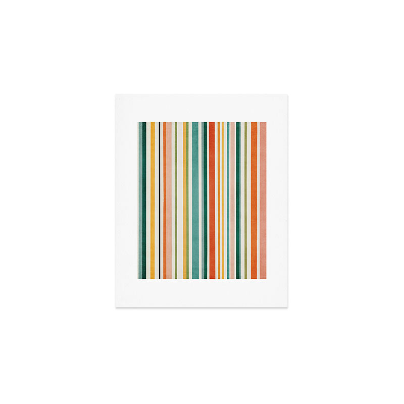 Colorful Stripes Green Orange Yellow White Artwork Art Print Gallery Image 1