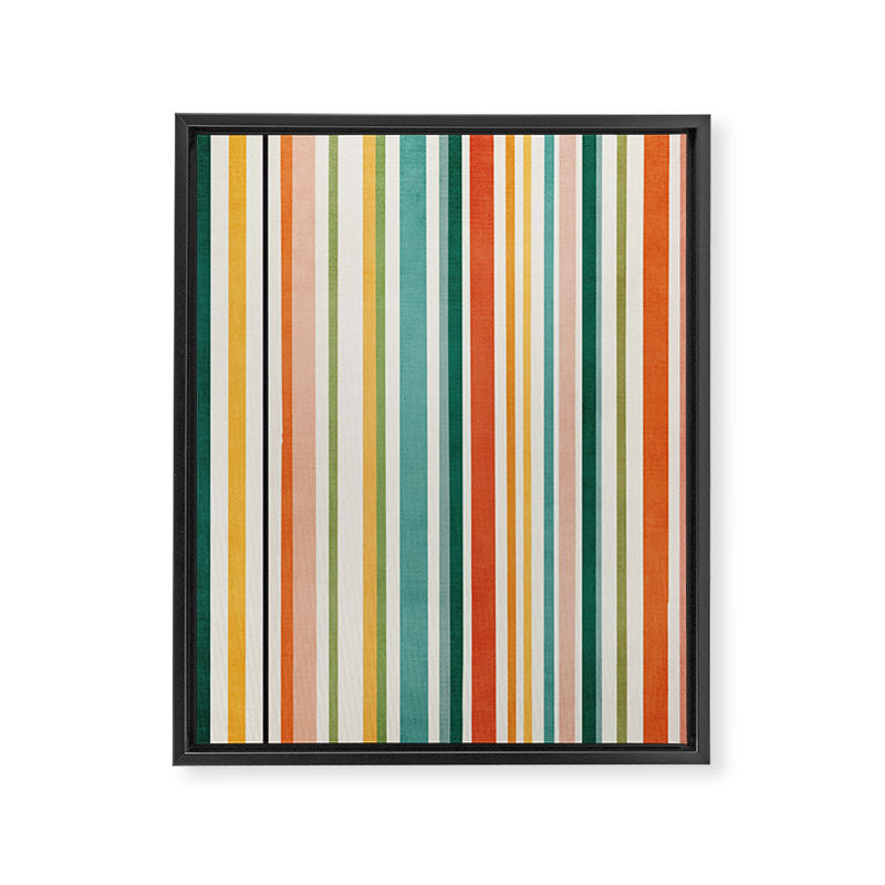 Colorful Stripes Green Orange Yellow White Artwork Framed Canvas Print Gallery Image 6
