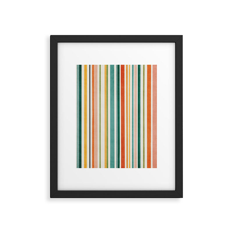 Colorful Stripes Green Orange Yellow White Artwork Framed Art Print Gallery Image 5