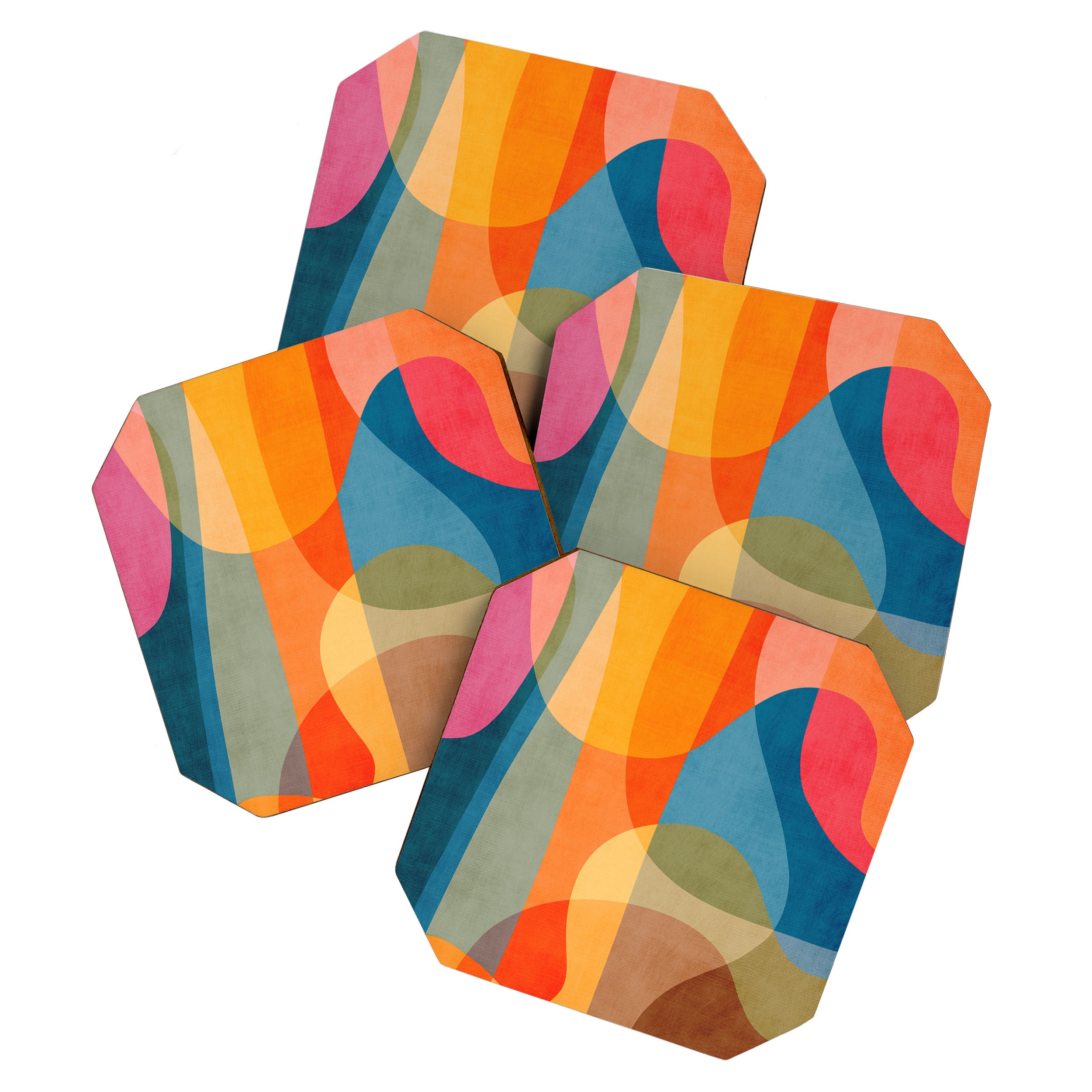Colorful Vibrant Bright Modern Abstract Artwork Coaster Gallery Image 1