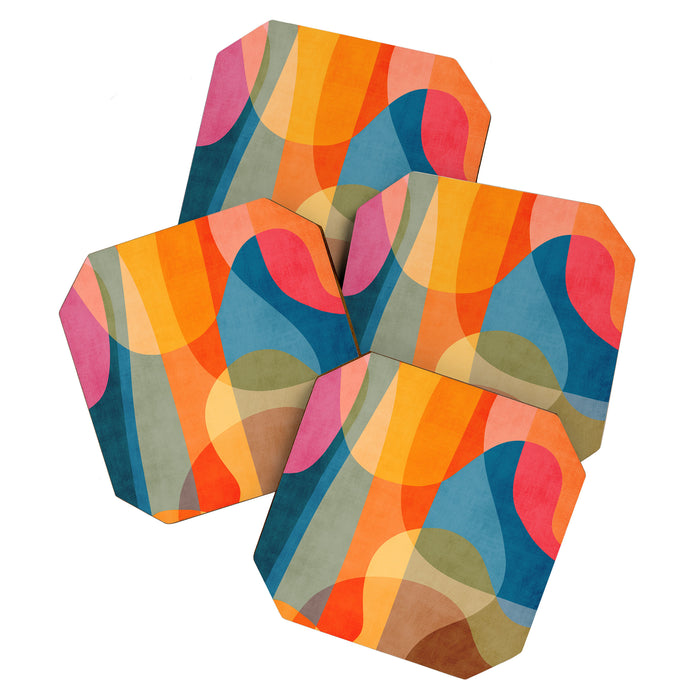 Colorful Vibrant Bright Modern Abstract Artwork Coaster Gallery Image 1
