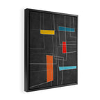 Dark Gray Colorful Shapes White Lines Artwork Framed Canvas Print Gallery Image 2