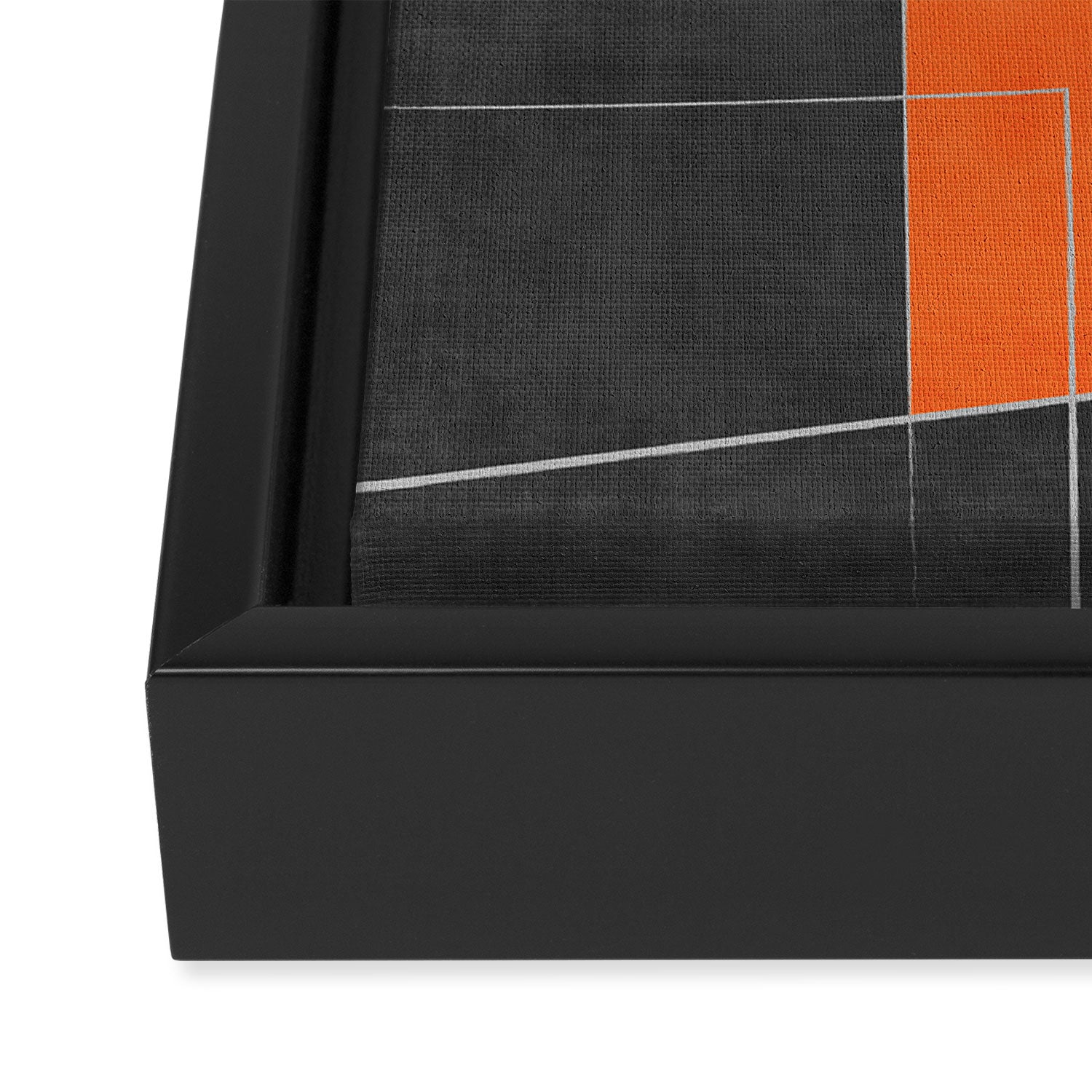 Dark Gray Colorful Shapes White Lines Artwork Framed Canvas Print Gallery Image 3