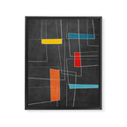 Dark Gray Colorful Shapes White Lines Artwork Framed Canvas Print Gallery Image 6