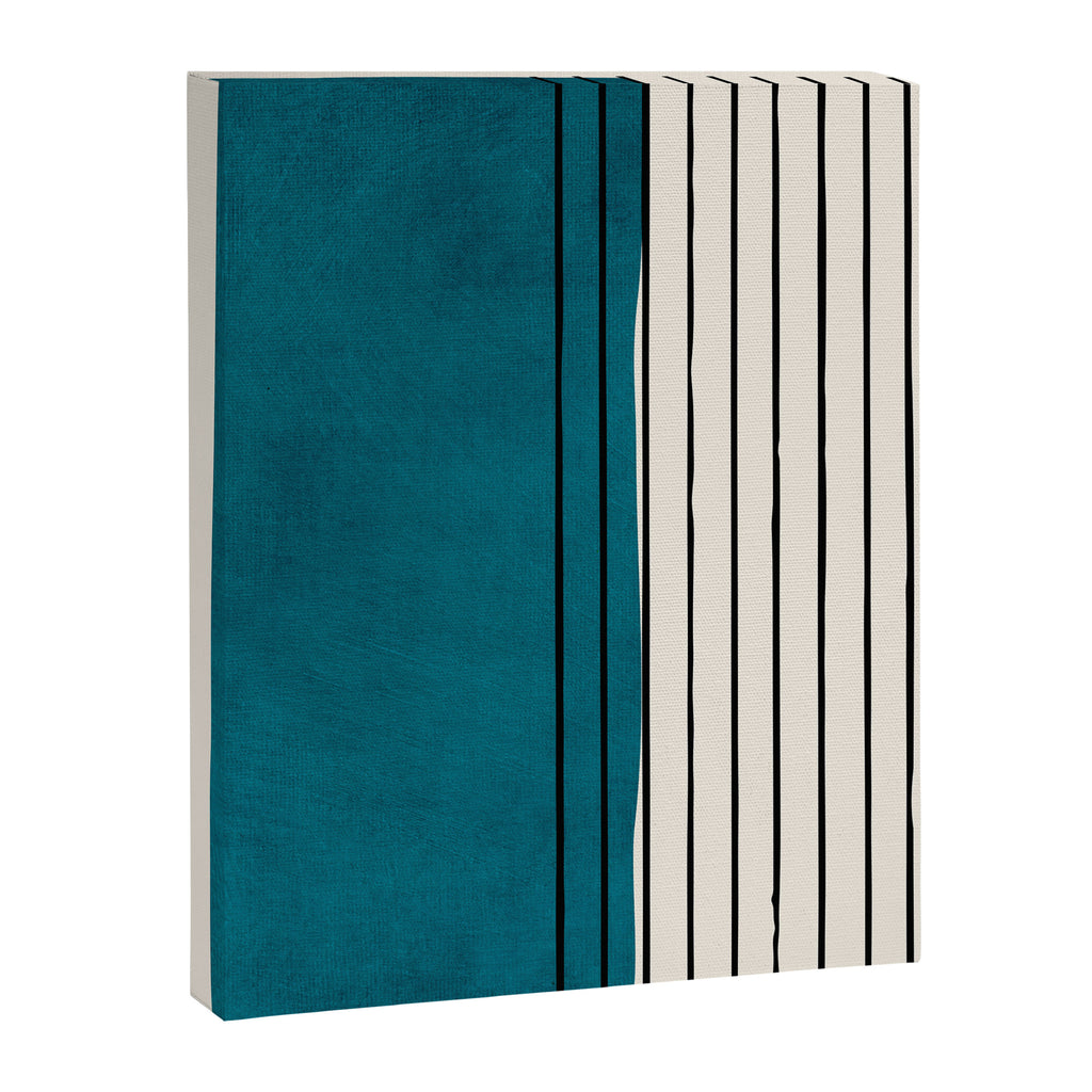 Dark Teal Black Lines Modern Artwork Canvas Print Gallery Image 6