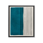 Dark Teal Black Lines Modern Artwork Framed Canvas Print Gallery Image 6