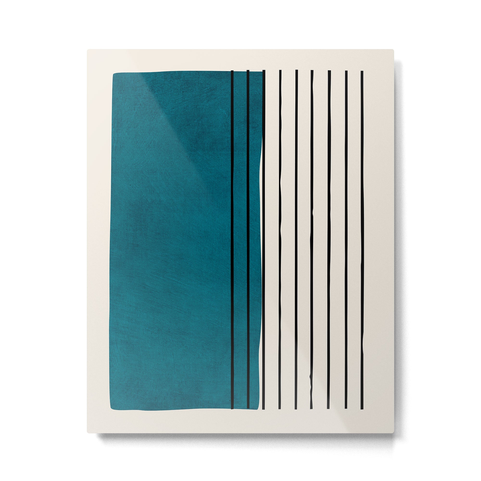 Dark Teal Black Lines Modern Artwork Metal Print Gallery Image 4