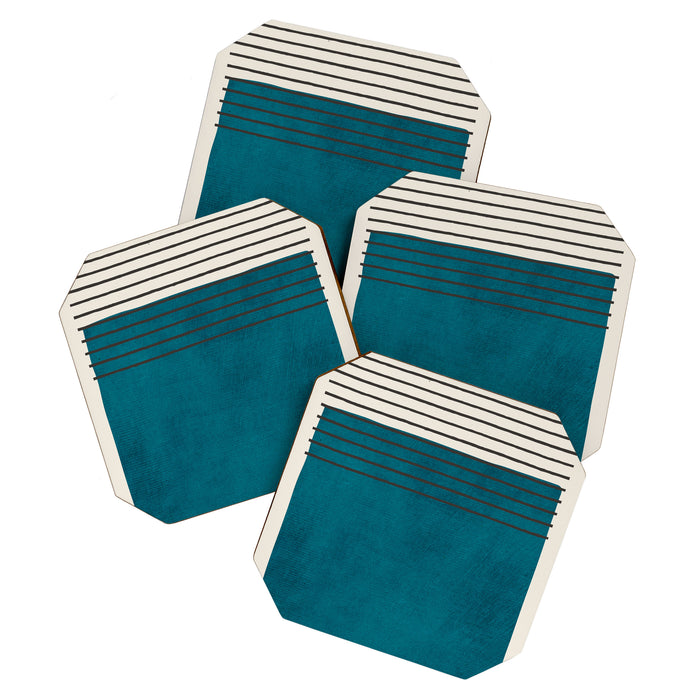 Dark Teal Minimalist Design Artwork Coaster Gallery Image 1