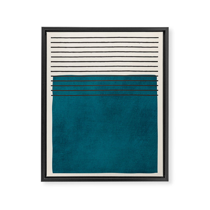 Dark Teal Minimalist Design Artwork Framed Canvas Print Gallery Image 1