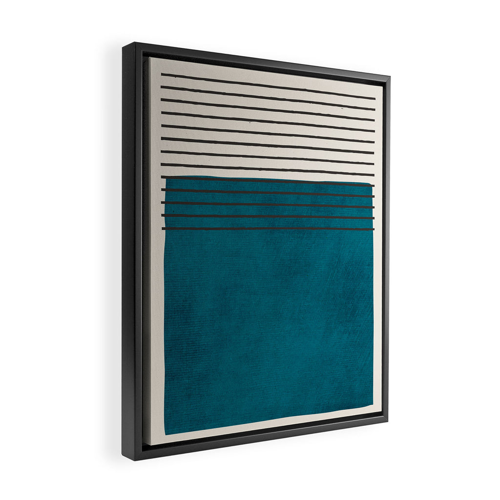 Dark Teal Minimalist Design Artwork Framed Canvas Print Gallery Image 2