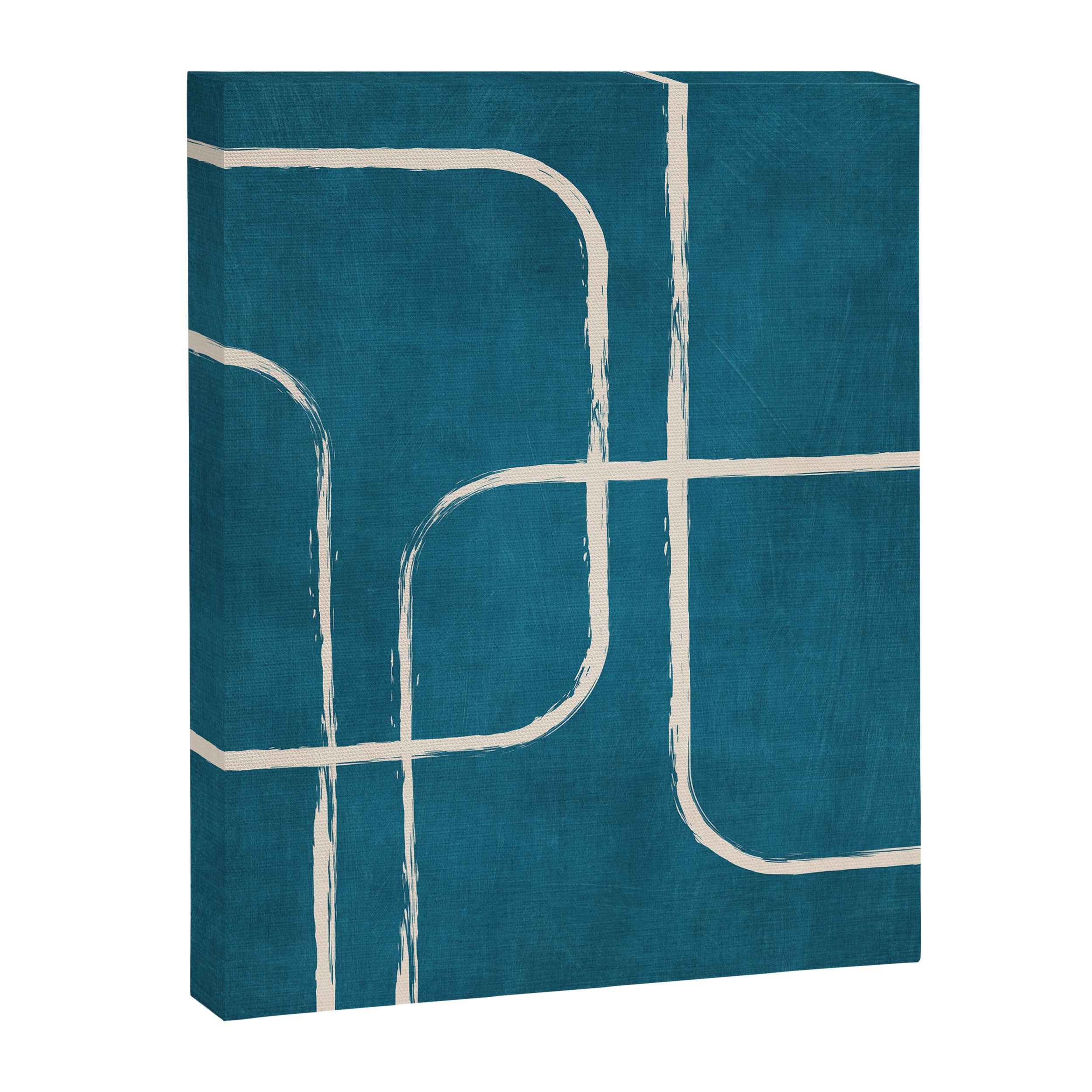Dark Teal White Lines Geometric Minimalist Art Canvas Print Gallery Image 6