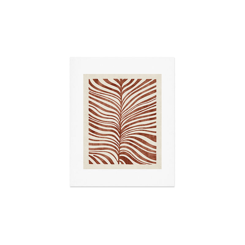 Dark Terracotta Abstract Leaf Artwork Art Print Gallery Image 1