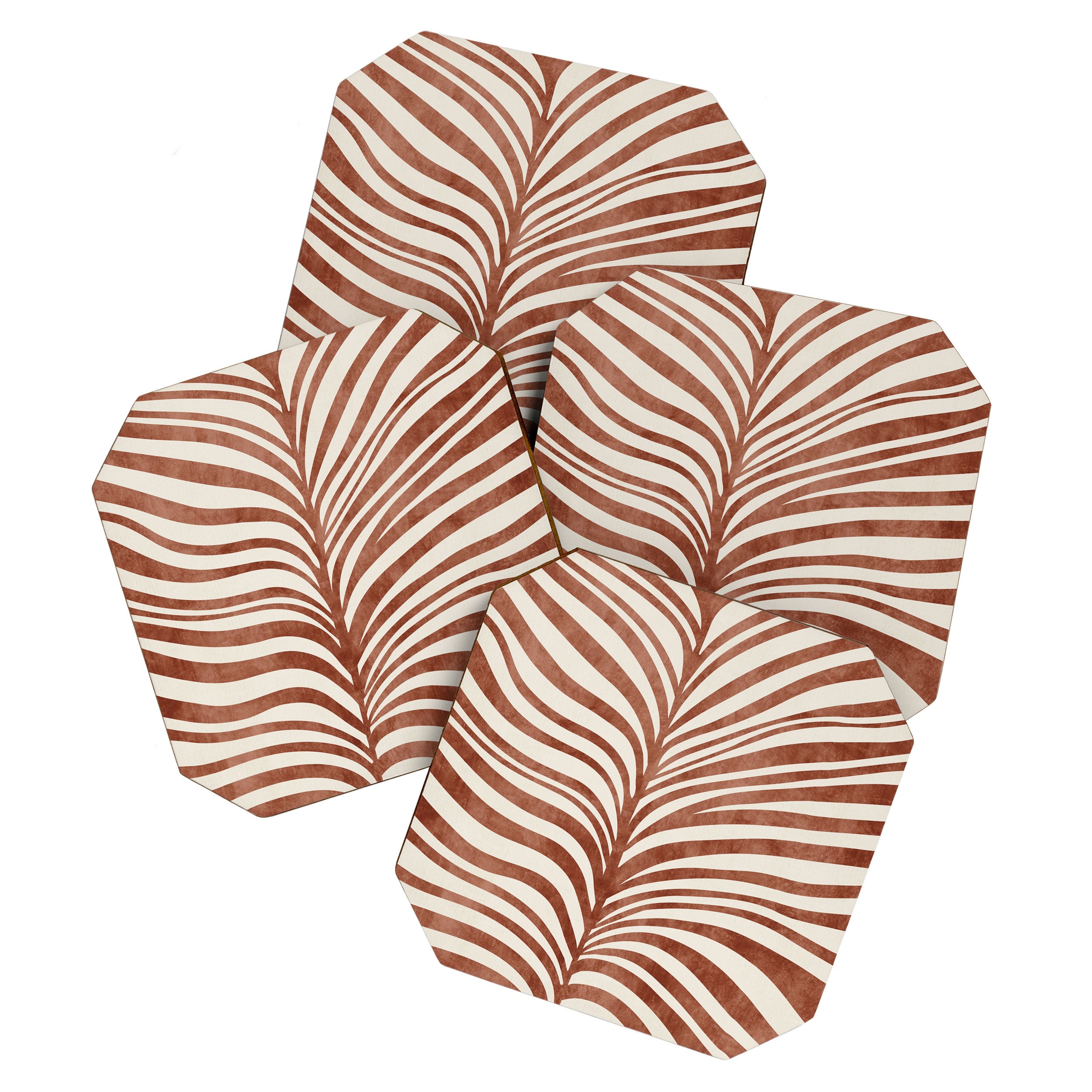 Dark Terracotta Abstract Leaf Artwork Coaster Gallery Image 1